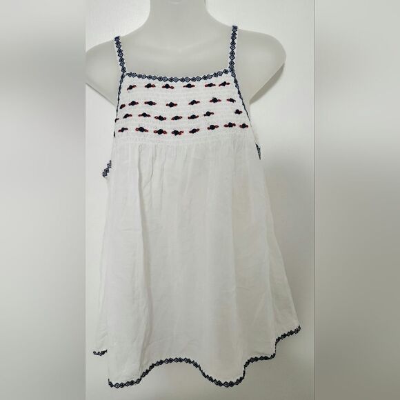 NWT Anthropologie Pilcro & Letterpress Harlee Embroidered Tank WHITE Top Blouse - Picture 3 of 4